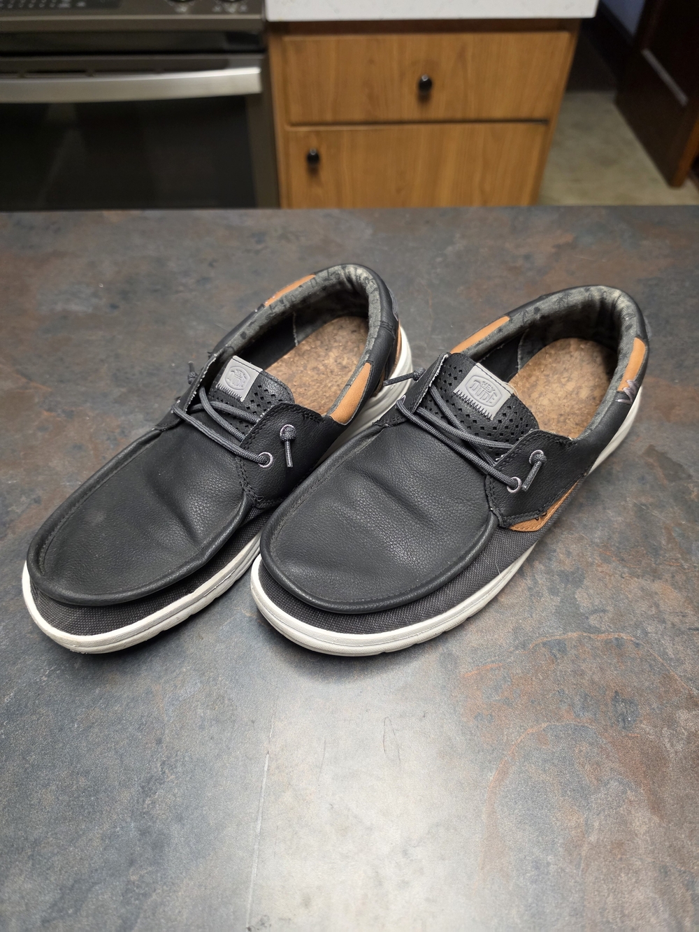 Men's Hey Dude Welsh Grip Heathered Mesh Black Boat Shoes